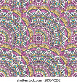 Seamless pattern. Vintage decorative elements. Hand drawn background. Islam, Arabic, Indian, ottoman motifs.