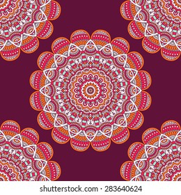 Seamless pattern. Vintage decorative elements. Hand drawn background. Islam, Arabic, Indian, ottoman motifs.