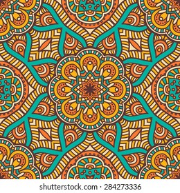 Seamless pattern. Vintage decorative elements. Hand drawn background. Islam, Arabic, Indian, ottoman motifs.