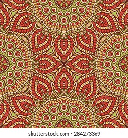 Seamless pattern. Vintage decorative elements. Hand drawn background. Islam, Arabic, Indian, ottoman motifs.