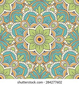 Seamless pattern. Vintage decorative elements. Hand drawn background. Islam, Arabic, Indian, ottoman motifs.