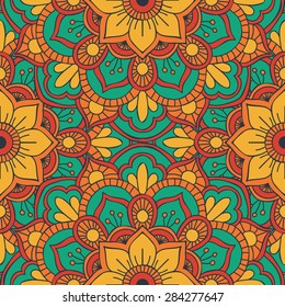 Seamless pattern. Vintage decorative elements. Hand drawn background. Islam, Arabic, Indian, ottoman motifs.