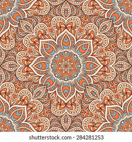 Seamless pattern. Vintage decorative elements. Hand drawn background. Islam, Arabic, Indian, ottoman motifs.