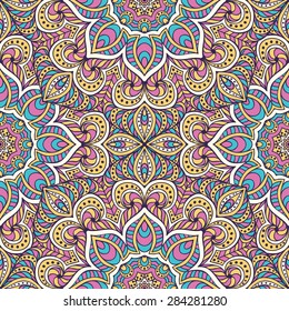Seamless pattern. Vintage decorative elements. Hand drawn background. Islam, Arabic, Indian, ottoman motifs.