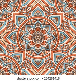 Seamless pattern. Vintage decorative elements. Hand drawn background. Islam, Arabic, Indian, ottoman motifs.