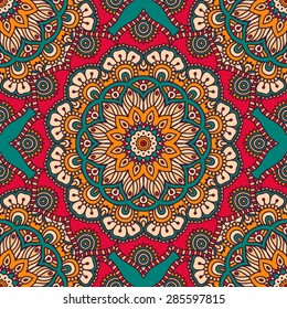 Seamless pattern. Vintage decorative elements. Hand drawn background. Islam, Arabic, Indian, ottoman motifs.