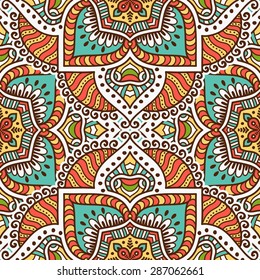 Seamless pattern. Vintage decorative elements. Hand drawn background. Islam, Arabic, Indian, ottoman motifs.