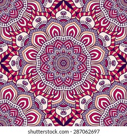 Seamless pattern. Vintage decorative elements. Hand drawn background. Islam, Arabic, Indian, ottoman motifs.