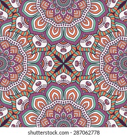 Seamless pattern. Vintage decorative elements. Hand drawn background. Islam, Arabic, Indian, ottoman motifs.