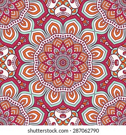Seamless pattern. Vintage decorative elements. Hand drawn background. Islam, Arabic, Indian, ottoman motifs.