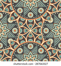 Seamless pattern. Vintage decorative elements. Hand drawn background. Islam, Arabic, Indian, ottoman motifs.