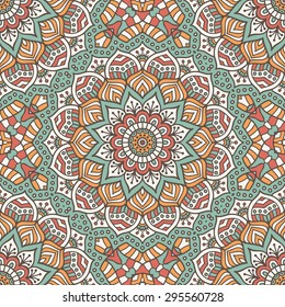 Seamless pattern. Vintage decorative elements. Hand drawn background. Islam, Arabic, Indian, ottoman motifs.