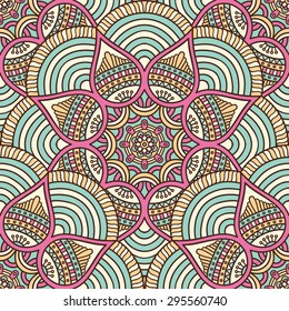Seamless pattern. Vintage decorative elements. Hand drawn background. Islam, Arabic, Indian, ottoman motifs.