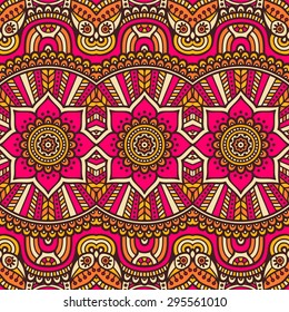 Seamless pattern. Vintage decorative elements. Hand drawn background. Islam, Arabic, Indian, ottoman motifs.