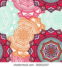 Seamless pattern. Vintage decorative elements. Hand drawn background. Islam, Arabic, Indian, ottoman motifs.