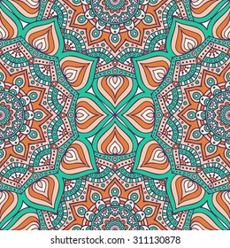 Seamless pattern. Vintage decorative elements. Hand drawn background. Islam, Arabic, Indian, ottoman motifs.