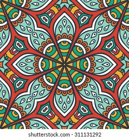 Seamless pattern. Vintage decorative elements. Hand drawn background. Islam, Arabic, Indian, ottoman motifs.