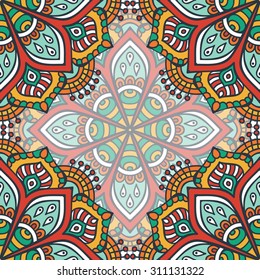 Seamless pattern. Vintage decorative elements. Hand drawn background. Islam, Arabic, Indian, ottoman motifs.