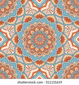 Seamless pattern. Vintage decorative elements. Hand drawn background. Islam, Arabic, Indian, ottoman motifs.