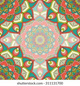 Seamless pattern. Vintage decorative elements. Hand drawn background. Islam, Arabic, Indian, ottoman motifs.