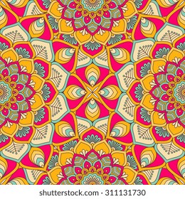 Seamless pattern. Vintage decorative elements. Hand drawn background. Islam, Arabic, Indian, ottoman motifs.