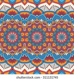 Seamless pattern. Vintage decorative elements. Hand drawn background. Islam, Arabic, Indian, ottoman motifs.
