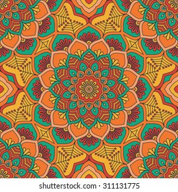Seamless pattern. Vintage decorative elements. Hand drawn background. Islam, Arabic, Indian, ottoman motifs.