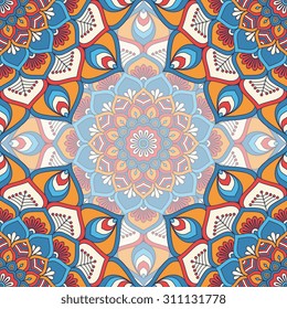 Seamless pattern. Vintage decorative elements. Hand drawn background. Islam, Arabic, Indian, ottoman motifs.
