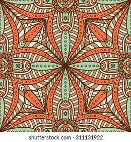 Seamless pattern. Vintage decorative elements. Hand drawn background. Islam, Arabic, Indian, ottoman motifs.