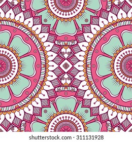 Seamless pattern. Vintage decorative elements. Hand drawn background. Islam, Arabic, Indian, ottoman motifs.