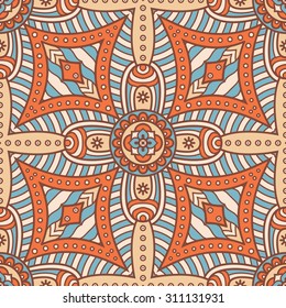 Seamless pattern. Vintage decorative elements. Hand drawn background. Islam, Arabic, Indian, ottoman motifs.