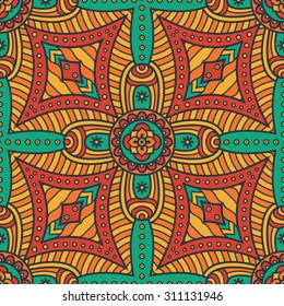 Seamless pattern. Vintage decorative elements. Hand drawn background. Islam, Arabic, Indian, ottoman motifs.
