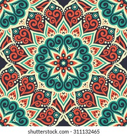 Seamless pattern. Vintage decorative elements. Hand drawn background. Islam, Arabic, Indian, ottoman motifs.