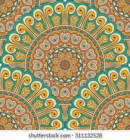 Seamless pattern. Vintage decorative elements. Hand drawn background. Islam, Arabic, Indian, ottoman motifs.
