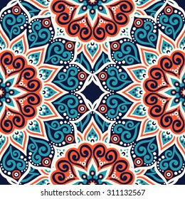 Seamless pattern. Vintage decorative elements. Hand drawn background. Islam, Arabic, Indian, ottoman motifs.