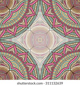 Seamless pattern. Vintage decorative elements. Hand drawn background. Islam, Arabic, Indian, ottoman motifs.