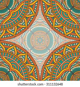 Seamless pattern. Vintage decorative elements. Hand drawn background. Islam, Arabic, Indian, ottoman motifs.