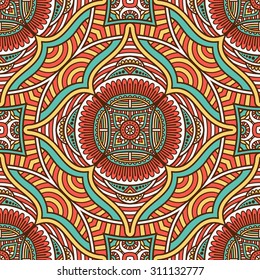 Seamless pattern. Vintage decorative elements. Hand drawn background. Islam, Arabic, Indian, ottoman motifs.