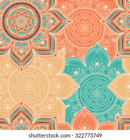 Seamless pattern. Vintage decorative elements. Hand drawn background. Islam, Arabic, Indian, ottoman motifs.