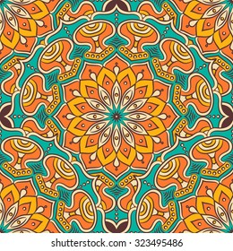 Seamless pattern. Vintage decorative elements. Hand drawn background. Islam, Arabic, Indian, ottoman motifs.