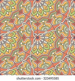 Seamless pattern. Vintage decorative elements. Hand drawn background. Islam, Arabic, Indian, ottoman motifs.