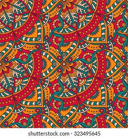 Seamless pattern. Vintage decorative elements. Hand drawn background. Islam, Arabic, Indian, ottoman motifs.