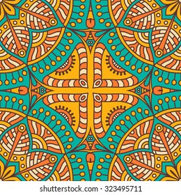 Seamless pattern. Vintage decorative elements. Hand drawn background. Islam, Arabic, Indian, ottoman motifs.