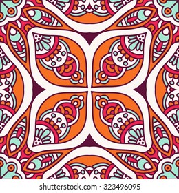 Seamless pattern. Vintage decorative elements. Hand drawn background. Islam, Arabic, Indian, ottoman motifs.