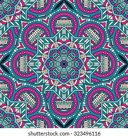 Seamless pattern. Vintage decorative elements. Hand drawn background. Islam, Arabic, Indian, ottoman motifs.