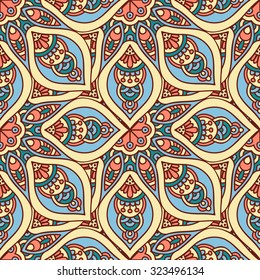Seamless pattern. Vintage decorative elements. Hand drawn background. Islam, Arabic, Indian, ottoman motifs.