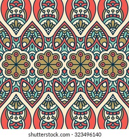 Seamless pattern. Vintage decorative elements. Hand drawn background. Islam, Arabic, Indian, ottoman motifs.
