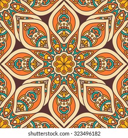 Seamless pattern. Vintage decorative elements. Hand drawn background. Islam, Arabic, Indian, ottoman motifs.