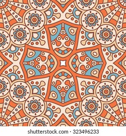 Seamless pattern. Vintage decorative elements. Hand drawn background. Islam, Arabic, Indian, ottoman motifs.
