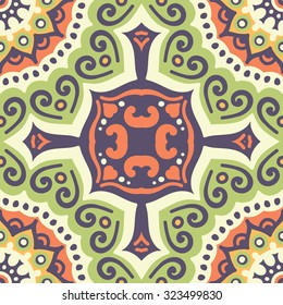 Seamless pattern. Vintage decorative elements. Hand drawn background. Islam, Arabic, Indian, ottoman motifs.